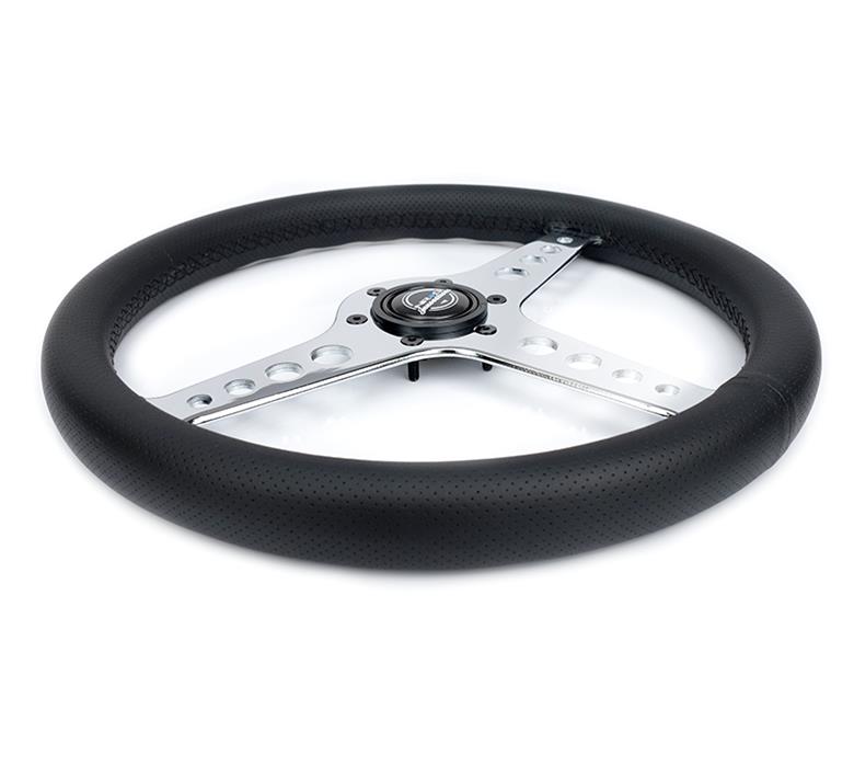 NRG Light Weight Gaming Steering Wheel - Driftz 350mm 3 Chrome Spokes Perforated Leather thumbnail 4