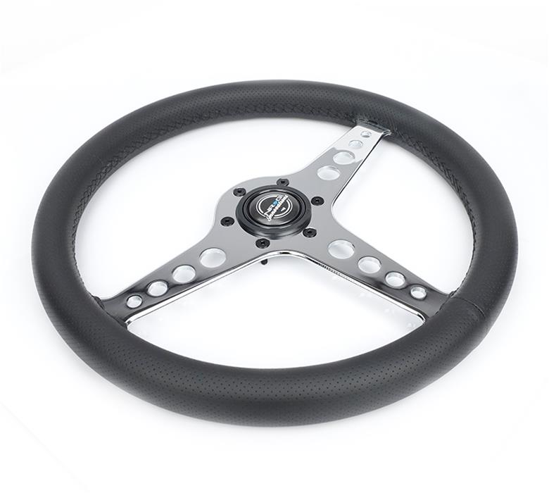 NRG Light Weight Gaming Steering Wheel - Driftz 350mm 3 Chrome Spokes Perforated Leather thumbnail 3