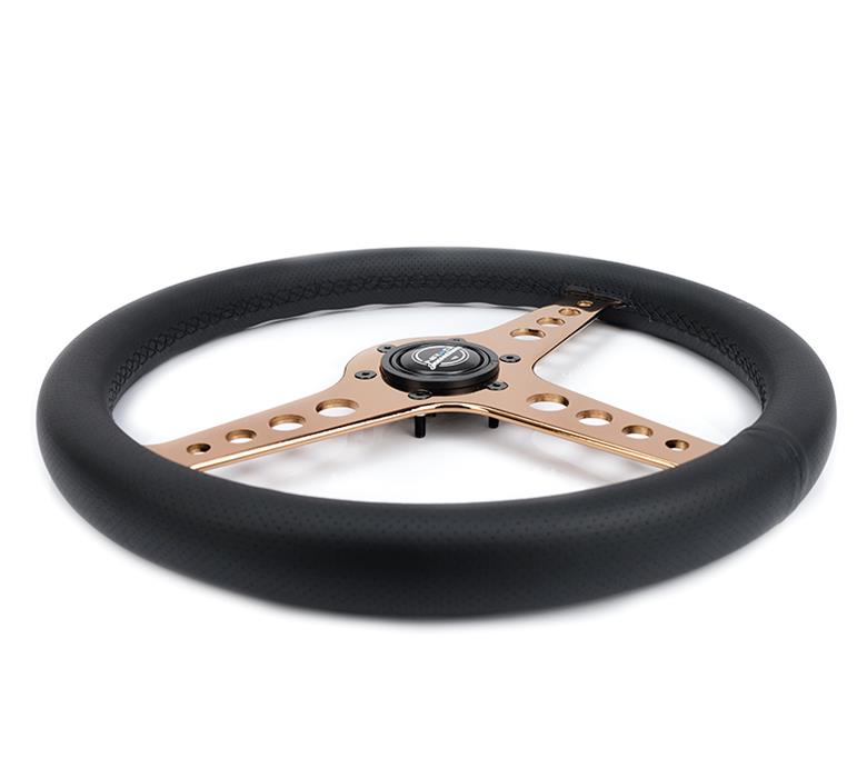 NRG Light Weight Gaming Steering Wheel - Driftz 350mm 3 Rose Gold Spokes Perforated Leather thumbnail 4