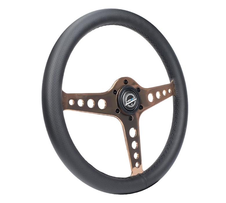 NRG Light Weight Gaming Steering Wheel - Driftz 350mm 3 Rose Gold Spokes Perforated Leather thumbnail 3