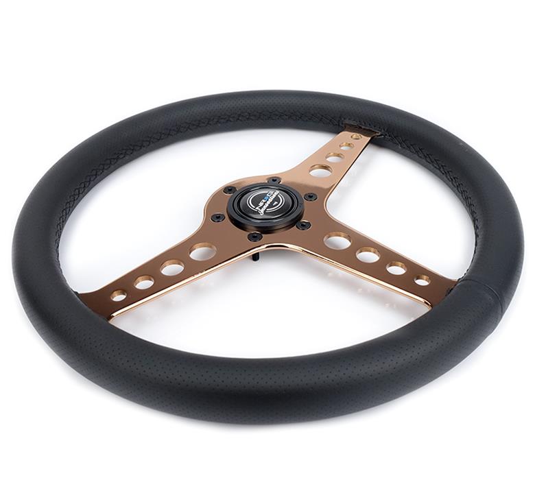 NRG Light Weight Gaming Steering Wheel - Driftz 350mm 3 Rose Gold Spokes Perforated Leather thumbnail 2
