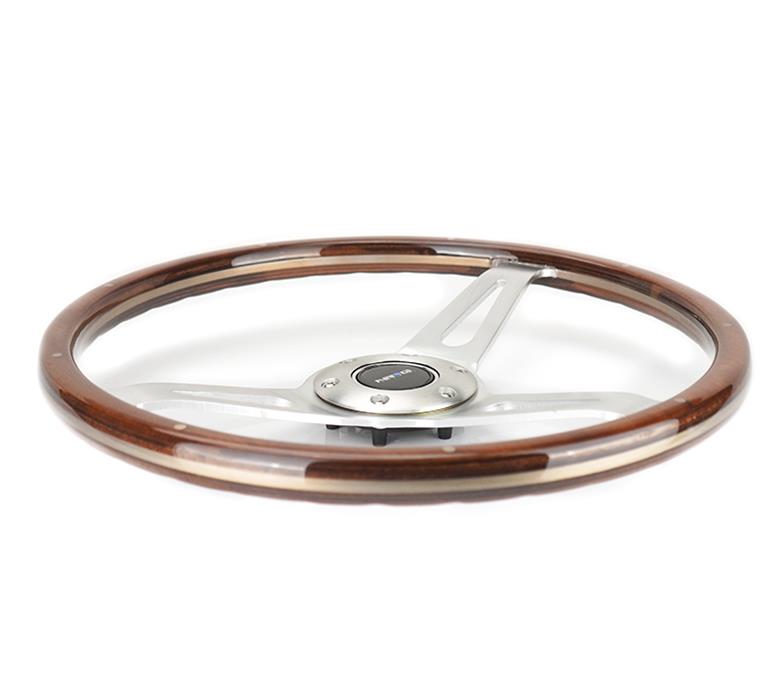 NRG Classic Wood Grain Steering Wheel (365mm) Wood w/Metal Accents & Polished Alum. 3-Spoke Center thumbnail 4