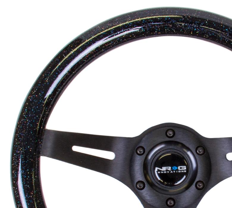 NRG Classic Wood Grain Steering Wheel (310mm) Black Sparkle w/Blk 3-Spoke Center