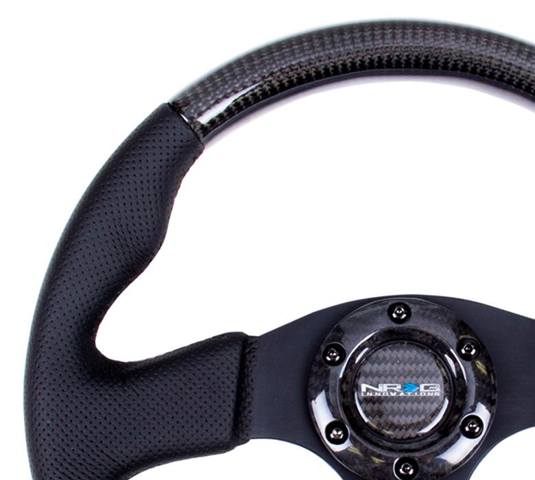 NRG Carbon Fiber Steering Wheel (315mm) Leather Trim w/Black Stitching thumbnail 2