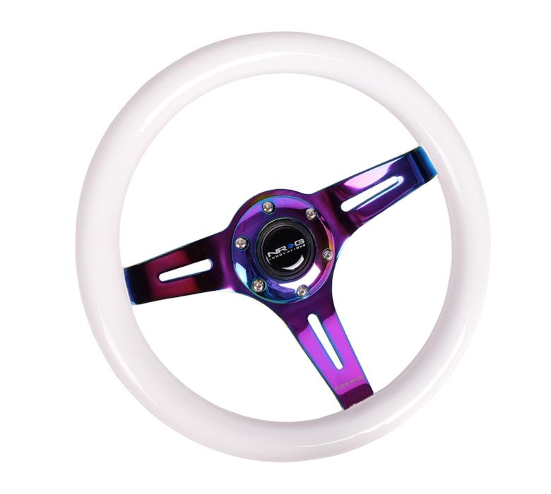 NRG Classic Wood Grain Steering Wheel (310mm) White w/Neochrome 3-Spoke Center thumbnail 2