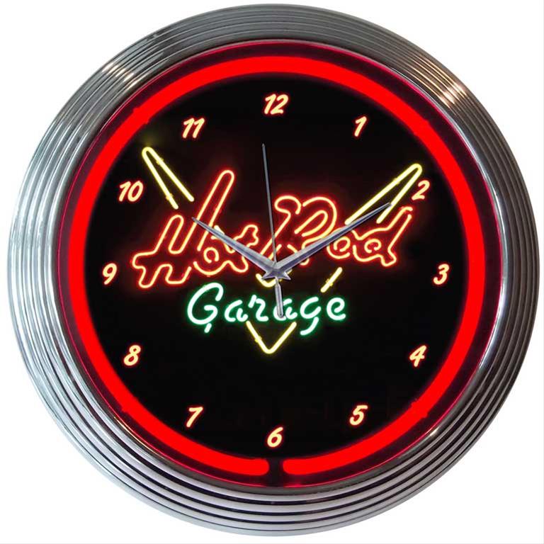 Hot Rod Garage Neon Wall Clock, Personalized Neon Garage Clocks