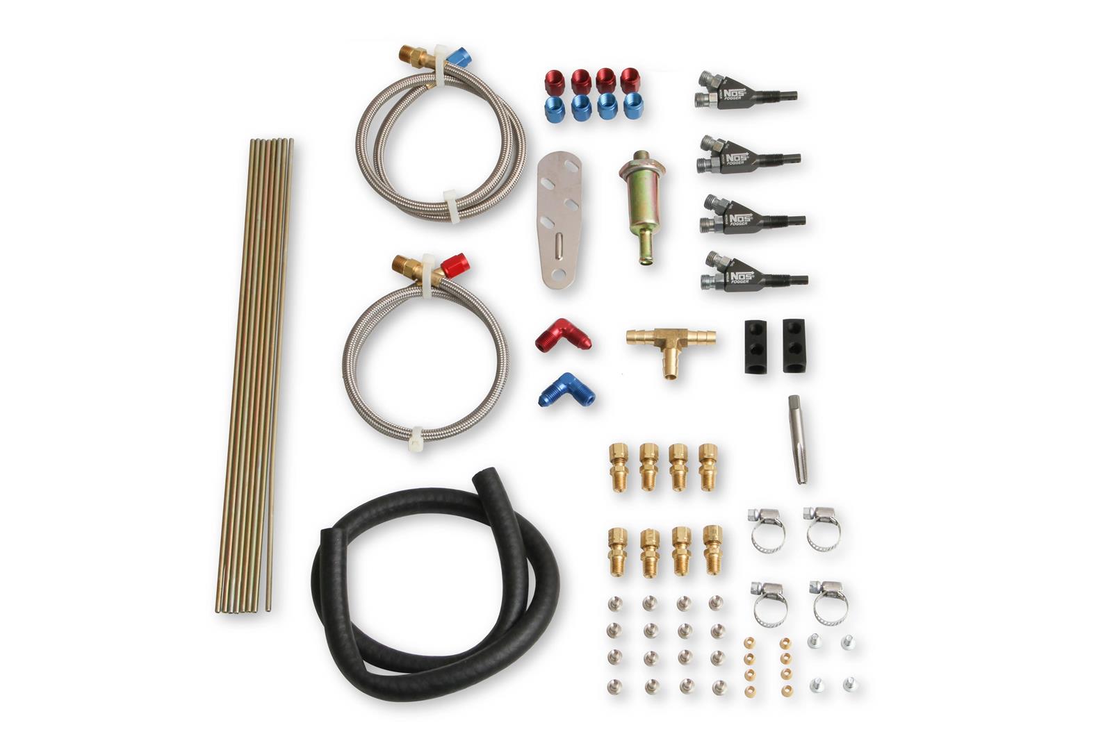NOS Custom Nitrous Plumbing Kits 0030NOS Oxide Kit, Custom, R2 Type, Natural Steel Line, Fogger 2 Nozzles, Kit