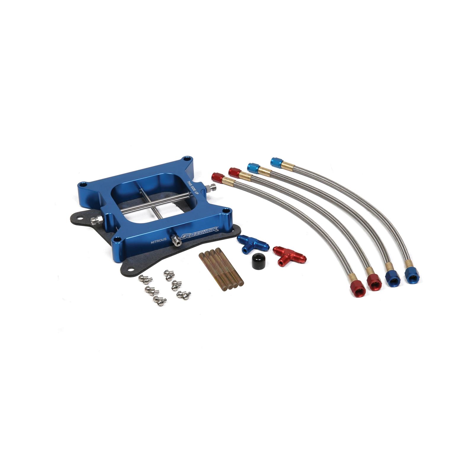 NOS CrossHair Nitrous Oxide Plates 12566NOS Plate, Carbureted Delivery Style, Holley 4150 Flange, Aluminum, Blue, Jets, Kit