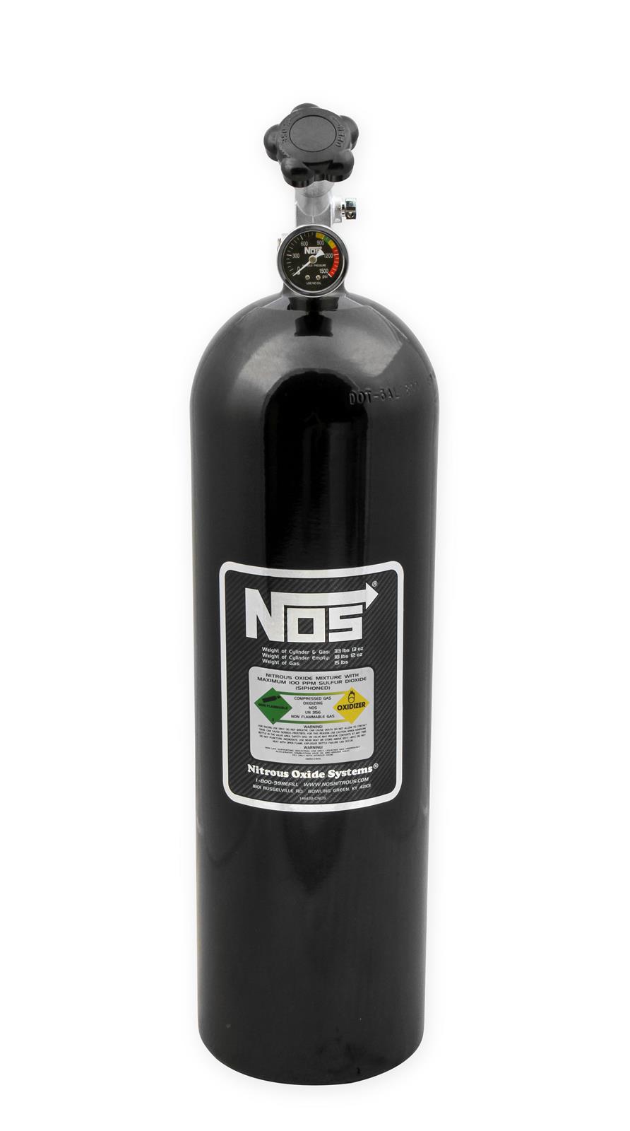 NOS 15 lbs. Nitrous Bottle 14750BNOS Oxide Bottles, Aluminum, Black, Capacity, Shipped Empty, Kit thumbnail 5