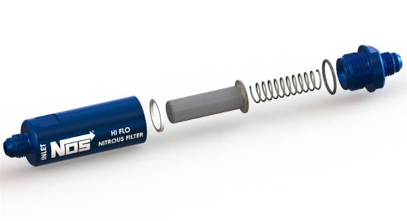 NOS Nitrous and Fuel Filters 15551NOS Filter, In-Line, -4 AN to -4 AN, 140 Micron, Billet Aluminum, Blue Anodized, Each thumbnail 6