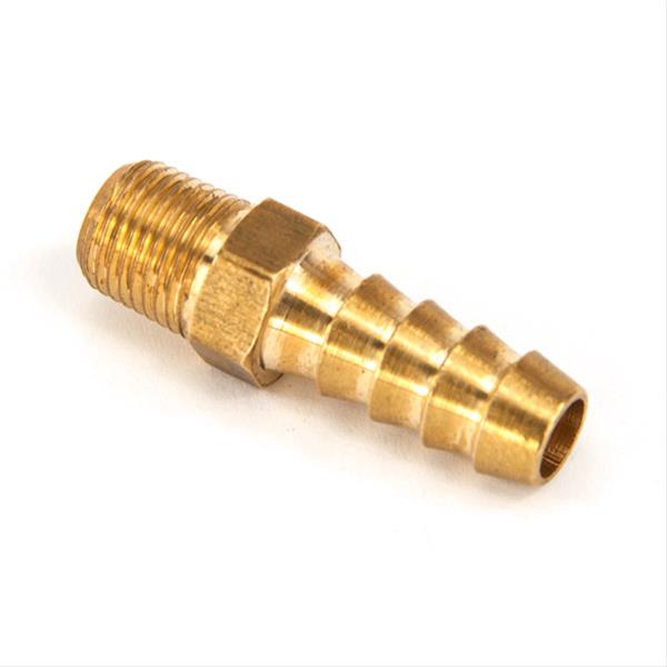 Nitrous Outlet NPT to Hose Barb Fittings 00-01235-B Fitting, Adapter, Barb, Straight, Brass, Natural, 1/8 in. NPT, 1/4 in. Barb, Each