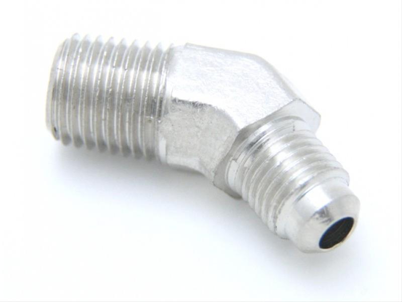 Nitrous Outlet AN to NPT Adapter Fittings 00-01255-B Fitting, Adapter, NPT, 45 Degree, Aluminum, Nickel Plated, -6 AN, 1/4 in. NPT, Each thumbnail 2