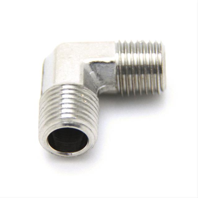 Nitrous Outlet Couplers 00-01301-B Fitting, Coupler, Union, NPT to NPT, 90 Degree, Aluminum, Nickel Plated, 1/4 in. NPT, 1/4 in. NPT, Each