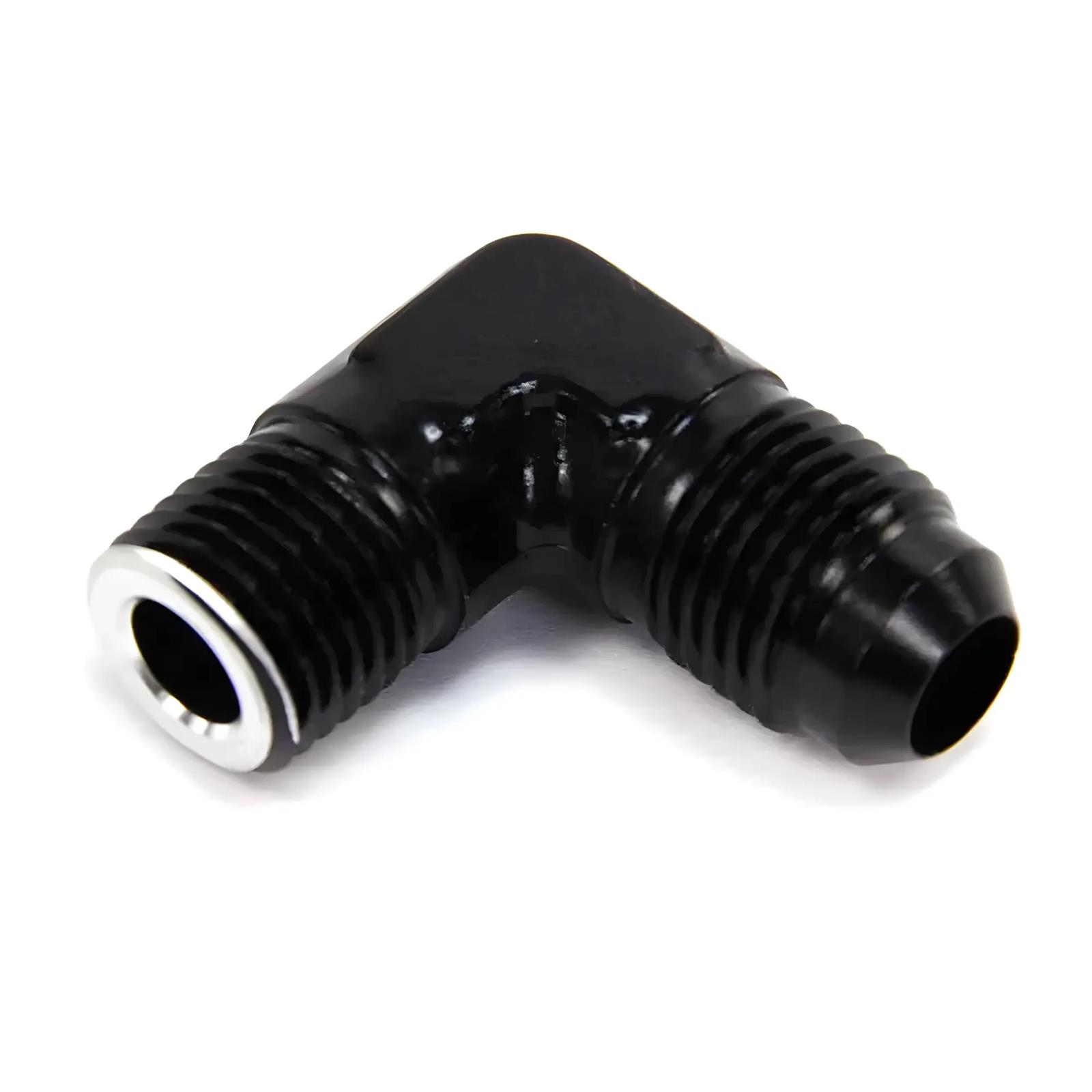 Nitrous Outlet AN to NPT Adapter Fittings 00-01355-N Fitting, Adapter, NPT, 90 Degree, Aluminum, Black Anodized, -6 AN, 1/4 in. NPT, Each
