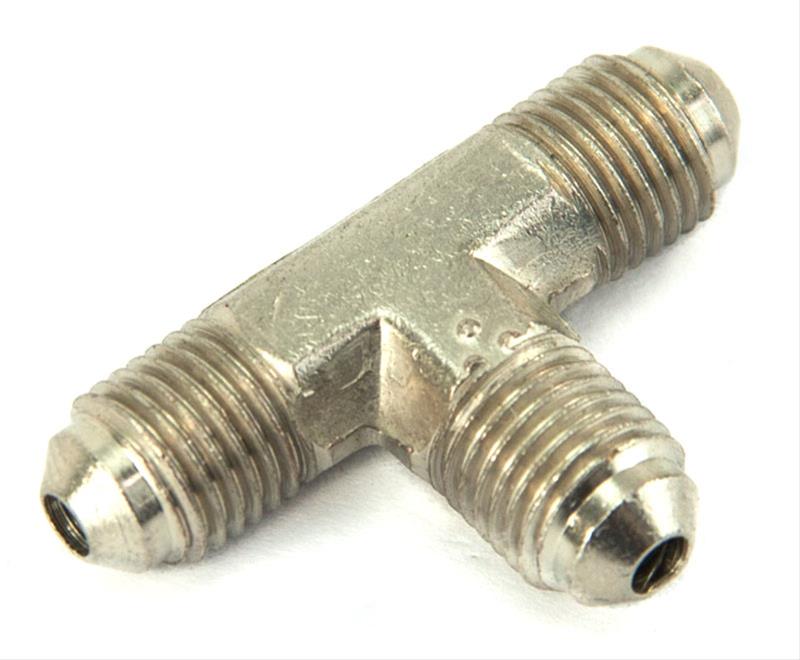 Nitrous Outlet Tee Fittings 00-01434-B Fittings, Brass, Nickel Plated, -3 AN Male Threads, Each thumbnail 2