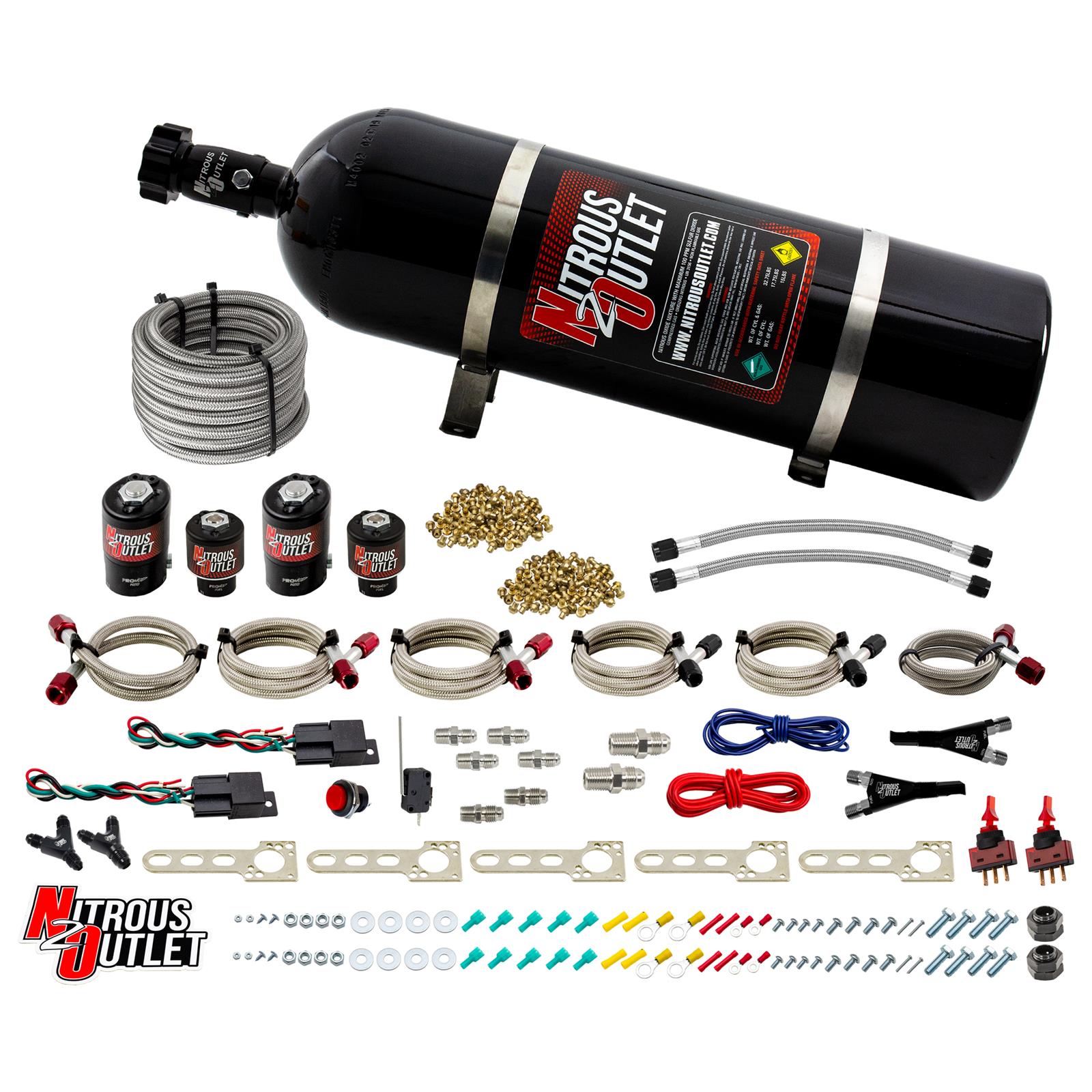 Nitrous Outlet EFI Dual Stage Single Nozzle Systems 00-10003-15 GM System (15lb Bottle)