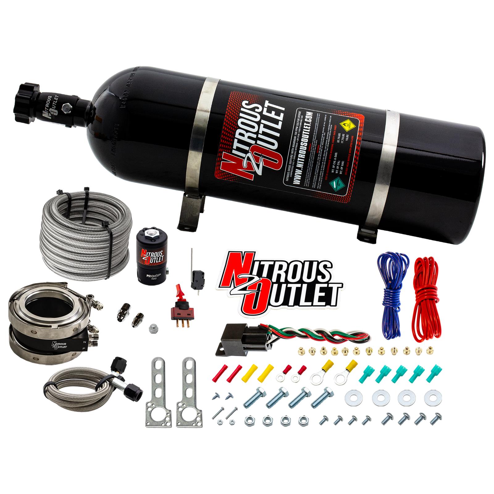 Nitrous Outlet Oxide Systems 00-10051-15 Systems, Interspooler 3" Boosted Dry Collar System (50-400HP)(15lb Bottle)