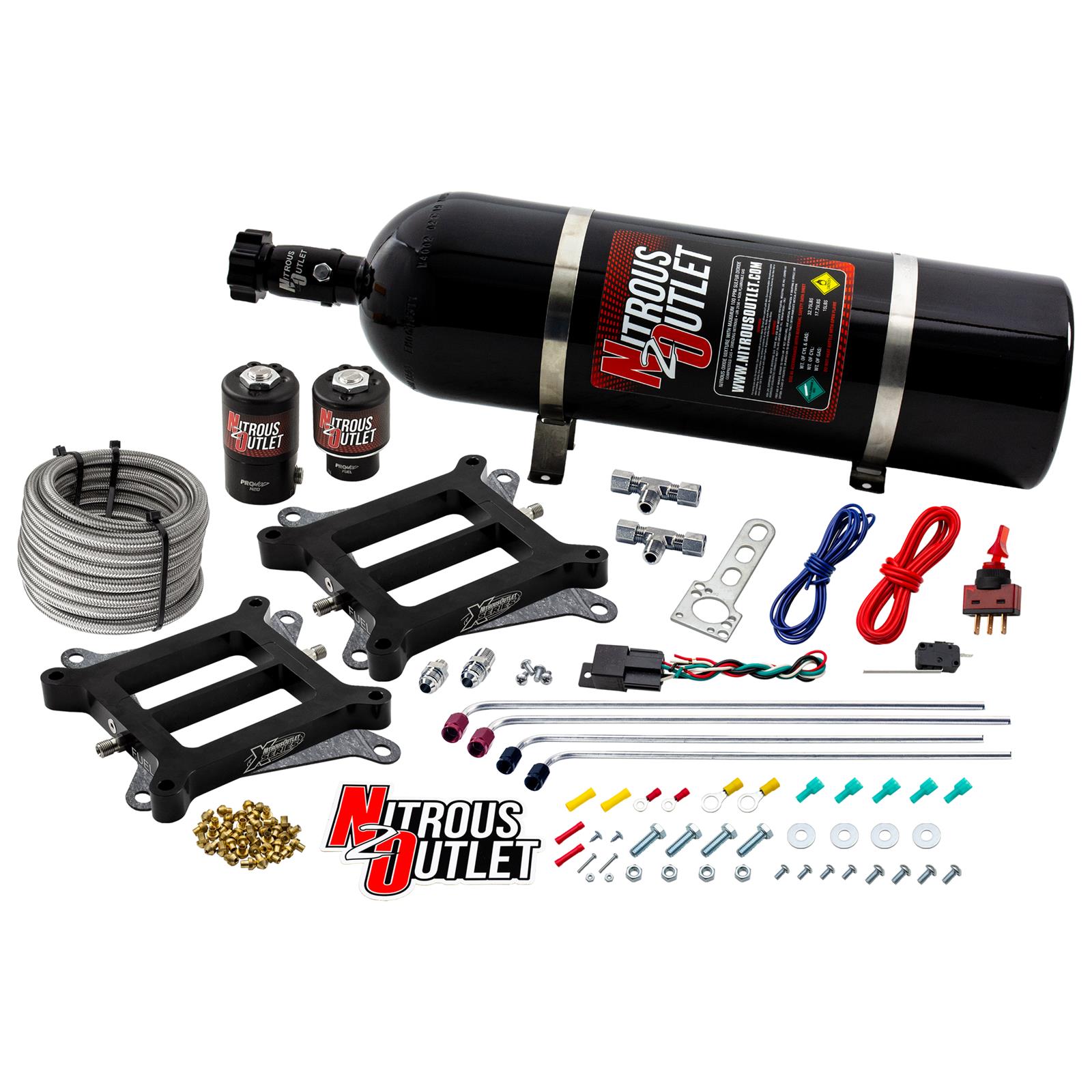 Nitrous Outlet Oxide Systems 00-10072-15 Systems, Weekend Warrior 4150 Tunnel Ram System - Gas/E85 (5-55 psi)(100-400 HP)(15LB Bottle)