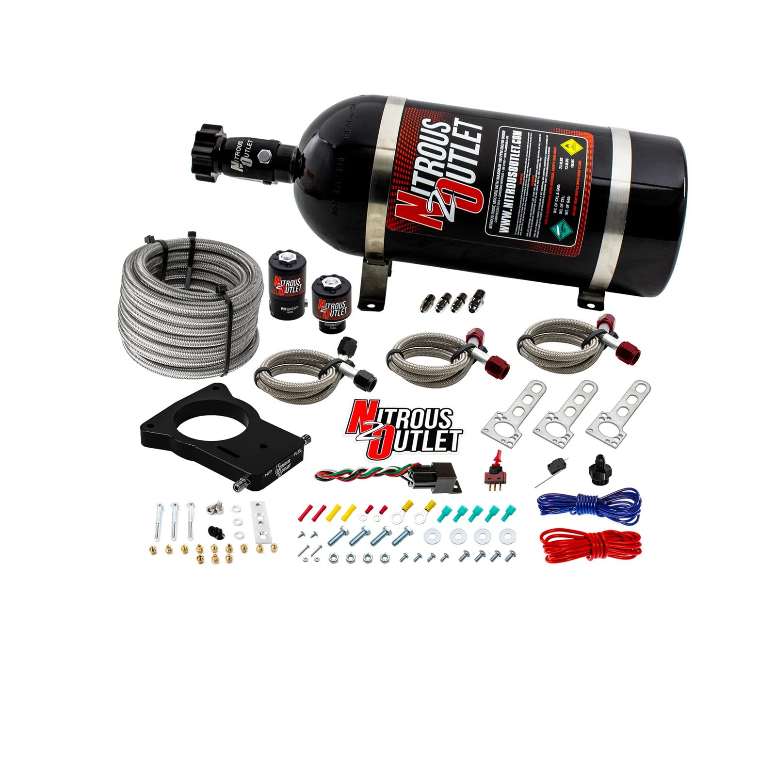 Nitrous Outlet Oxide Plate Systems 00-10106-10 Systems, EFI Plate, Wet Style, WOT Switch Activation, 10 lbs. Bottle, for Use On 78mm LSX Truck Intake, Chevy, GMC, Small Block LS, Kit