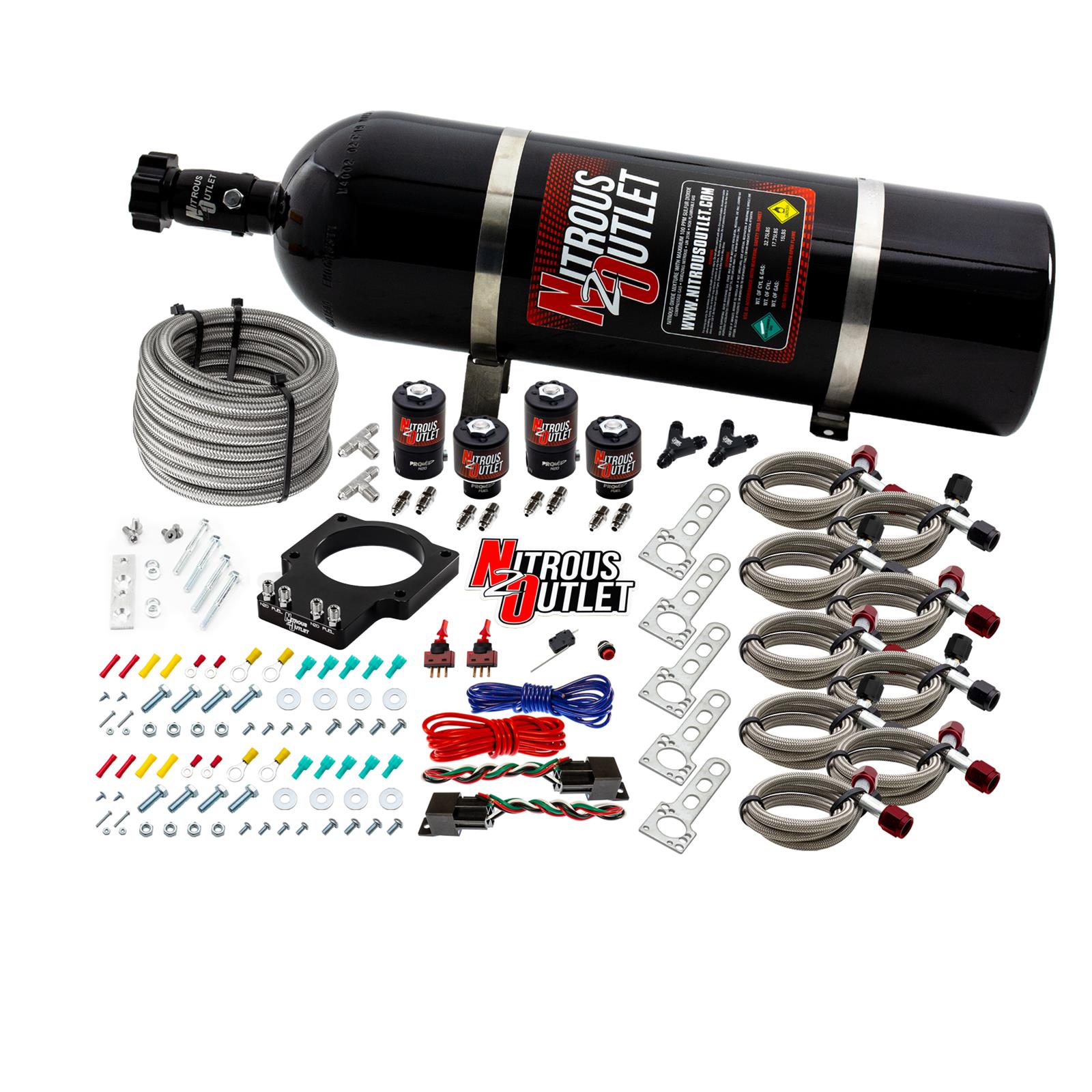 Nitrous Outlet Oxide Plate Systems 00-10114-15 Systems, EFI Plate, Wet Style, WOT Switch Activation, 15 lbs. Bottle, for Use with A 92mm LSX Intake, Chevrolet, Small Block LS, Kit