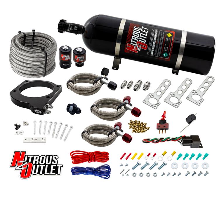 Nitrous Outlet Oxide Plate Systems 00-10115-15 Systems, EFI Plate, Wet Style, WOT Switch Activation, 15 lbs. Bottle, for Use On A 102mm LSX Intake, Chevrolet, Small Block LS, Kit