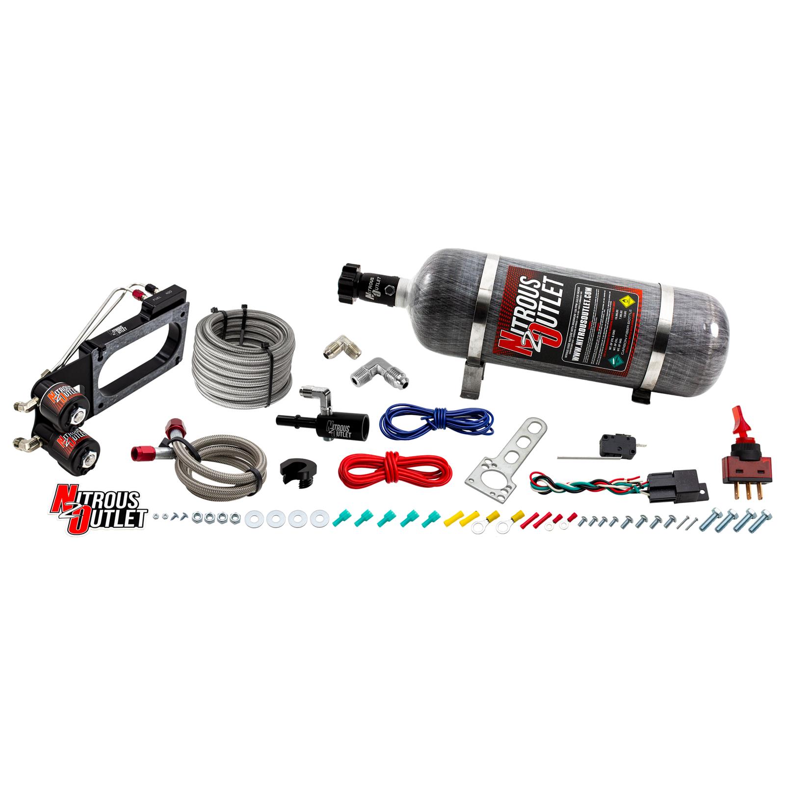 Nitrous Outlet Oxide Systems 00-10164-12 Systems, Ford Cobra Jet Intake 2011-2019 Mustang Hard-line Plate System - Gas/E85 (5-55psi)(50-200HP)(12lb Bottle)