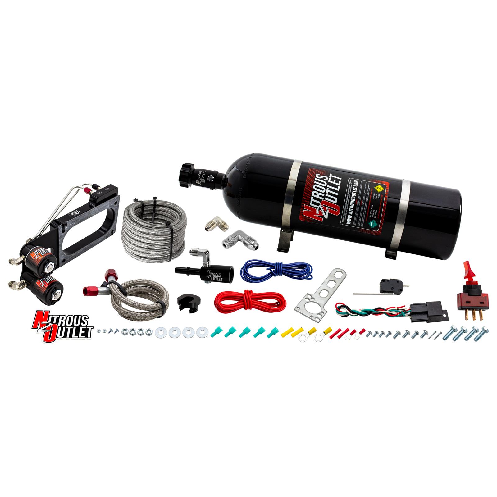 Nitrous Outlet Oxide Systems 00-10164-15 Systems, Ford Cobra Jet Intake 2011-2019 Mustang Hard-line Plate System - Gas/E85 (5-55psi)(50-200HP)(15lb Bottle)