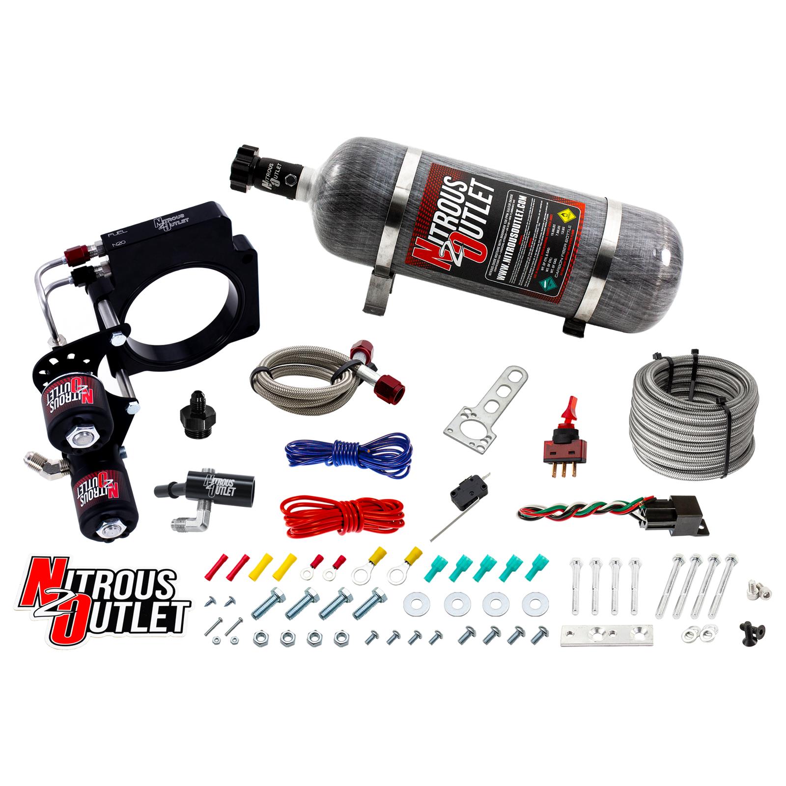 Nitrous Outlet Oxide Systems 00-10179-12 Systems, GM 2015-2019 C7 ZO6 Corvette 83mm Hard-line Plate System - Gas/E85 (5-55psi)(50-200HP)(12lb Bottle)