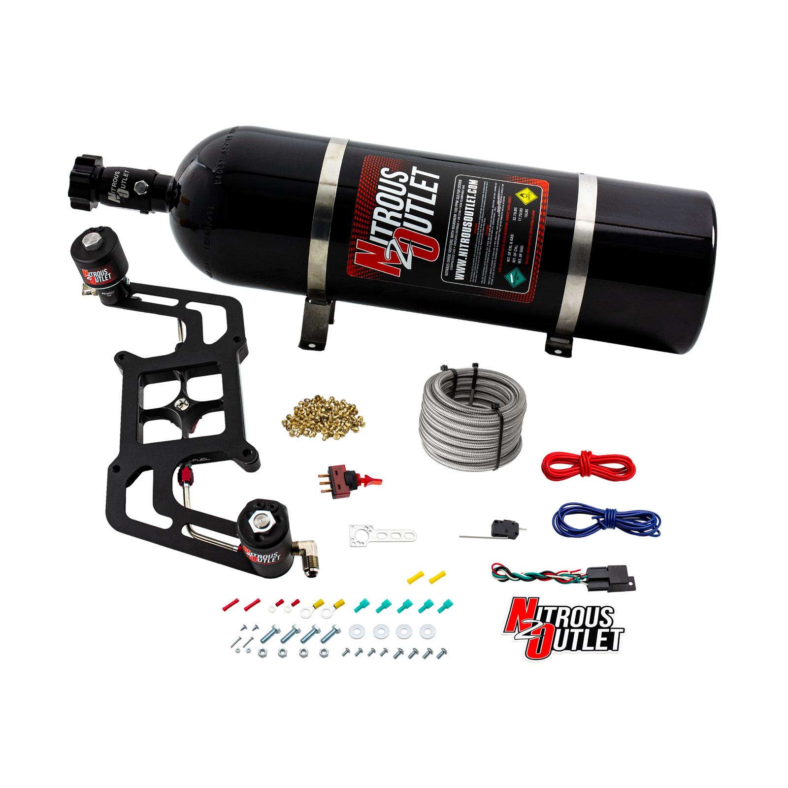 Nitrous Outlet Stinger Plate Oxide Systems 00-10606-15 Race 4150 Sys Boomerang 2 Sol Bracket (Low PSI)(15LB Bottle)