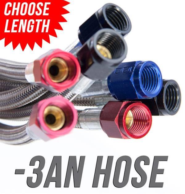 Nitrous Outlet Stainless Steel Braided Hoses 00-20220 48" -3AN Hose (Blue Fittings)