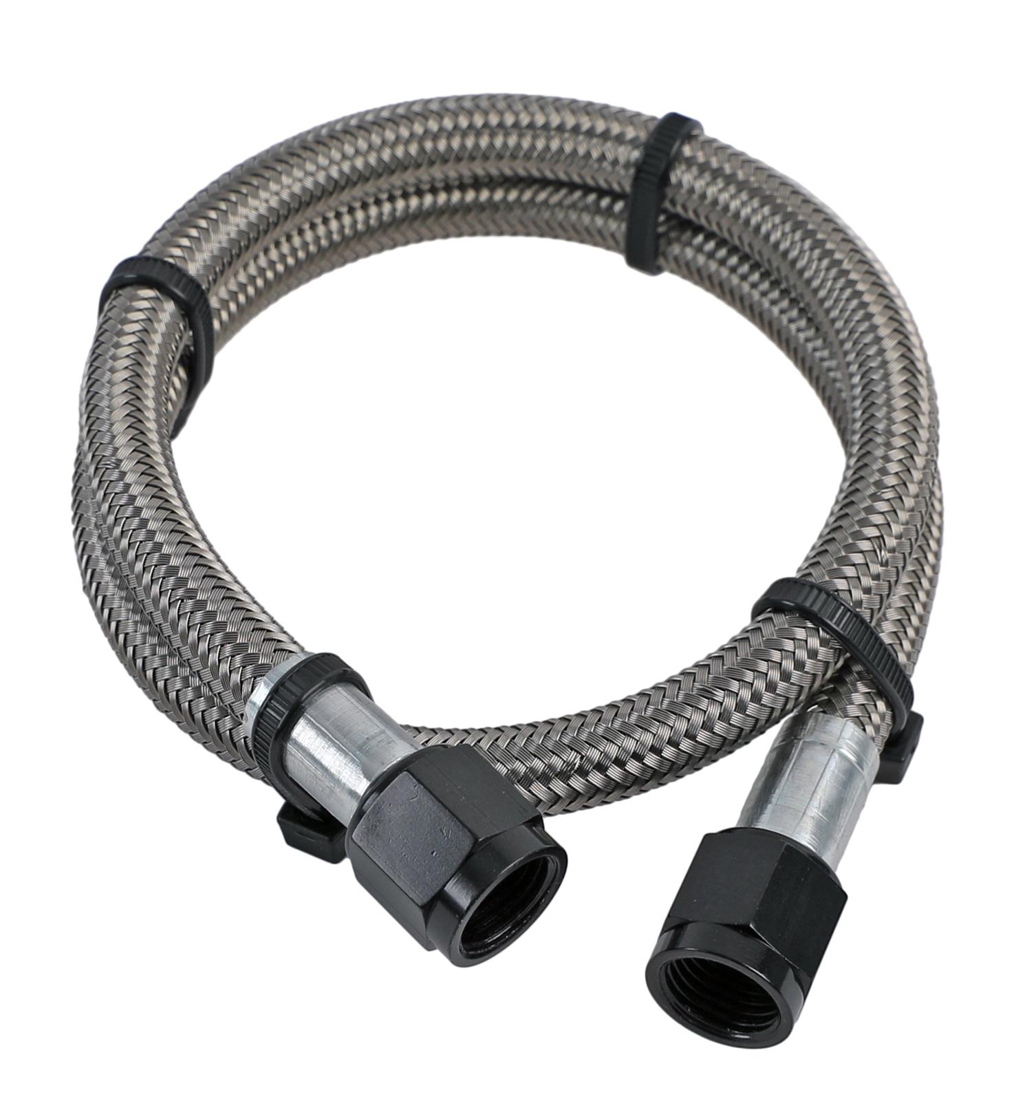 Nitrous Outlet Stainless Steel Braided Hoses 00-20810 Hose, Steel, -6 AN Female Ends, Black Fittings, 24 in. Length, Each thumbnail 2
