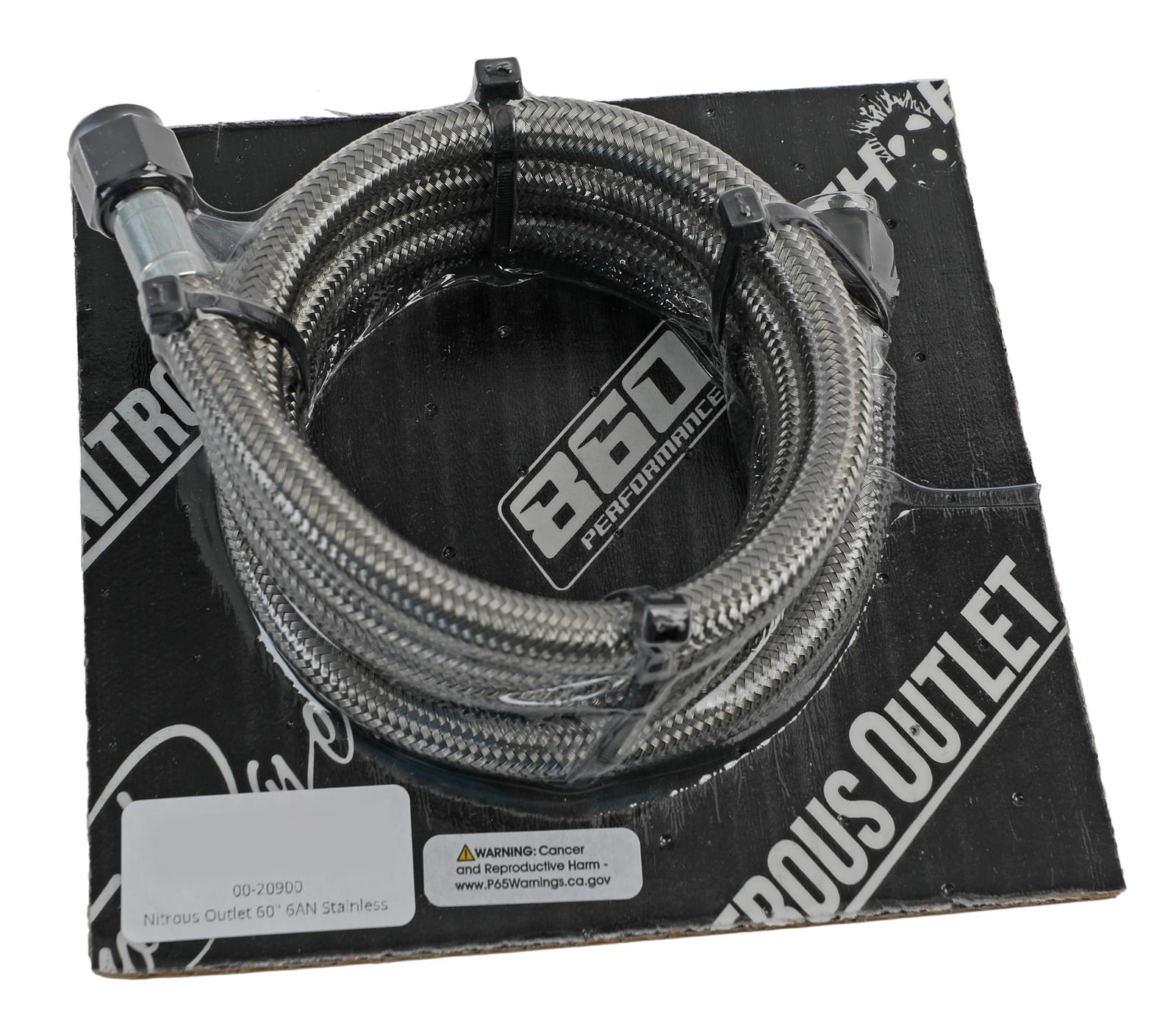 Nitrous Outlet Stainless Steel Braided Hoses 00-20900 Hose, Steel, -6 AN Female Ends, Black Fittings, 60 in. Length, Each thumbnail 2
