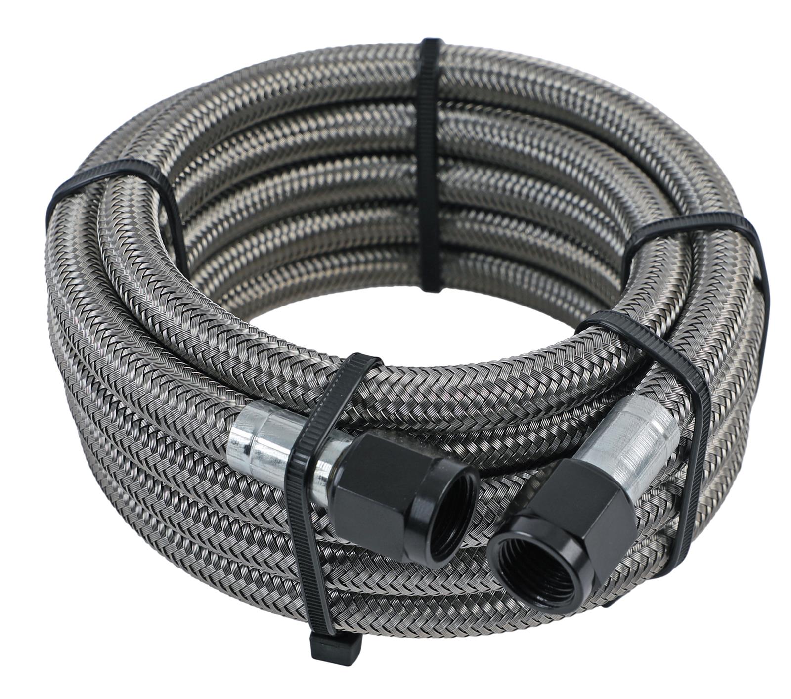 Nitrous Outlet Stainless Steel Braided Hoses 00-20960 Hose, Steel, -6 AN Female Ends, Black Fittings, 120 in. Length, Each thumbnail 2