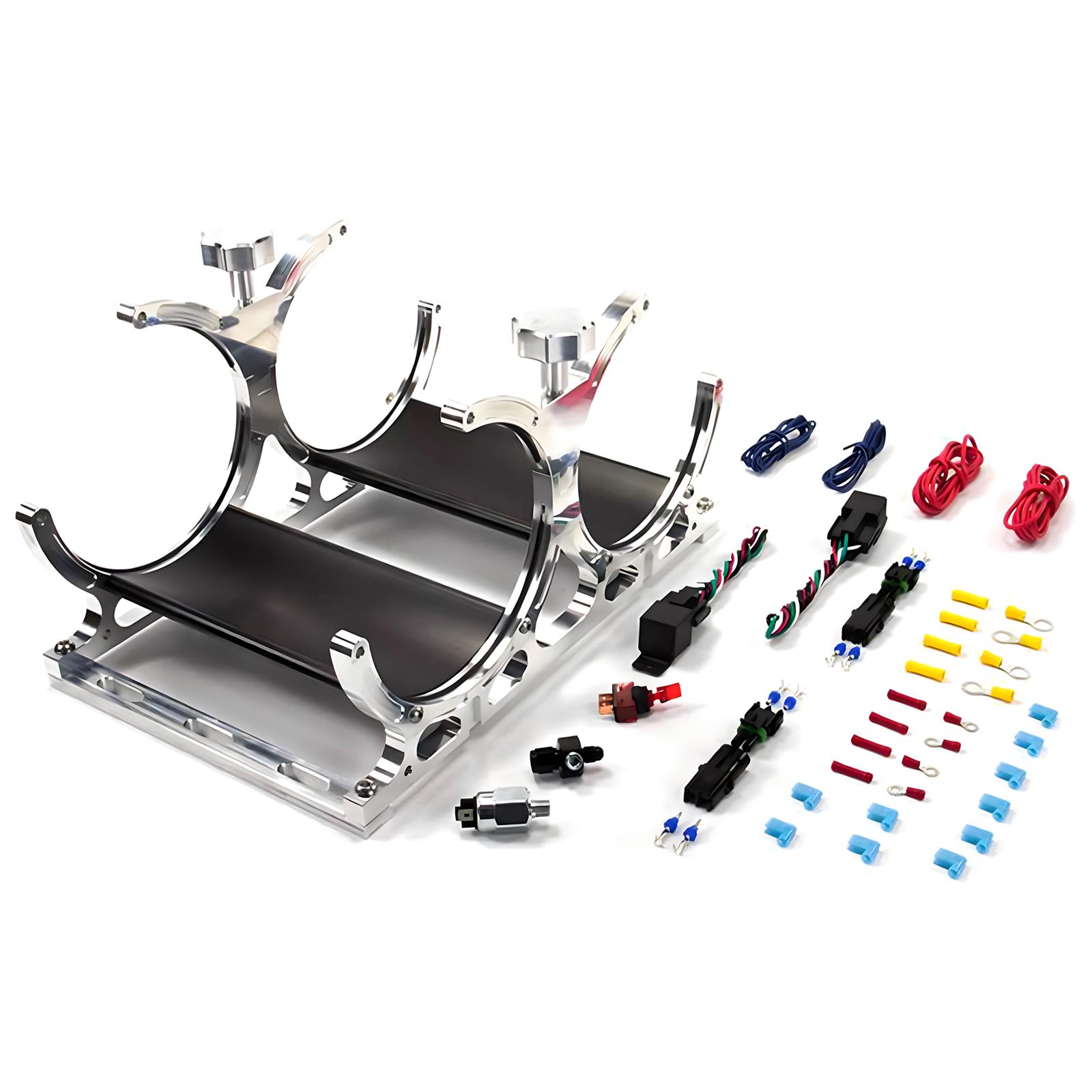 Nitrous Outlet Heated Bottle Brackets 00-32016-4 Dual Billet Bracket with 4AN Accessories (Vertical)