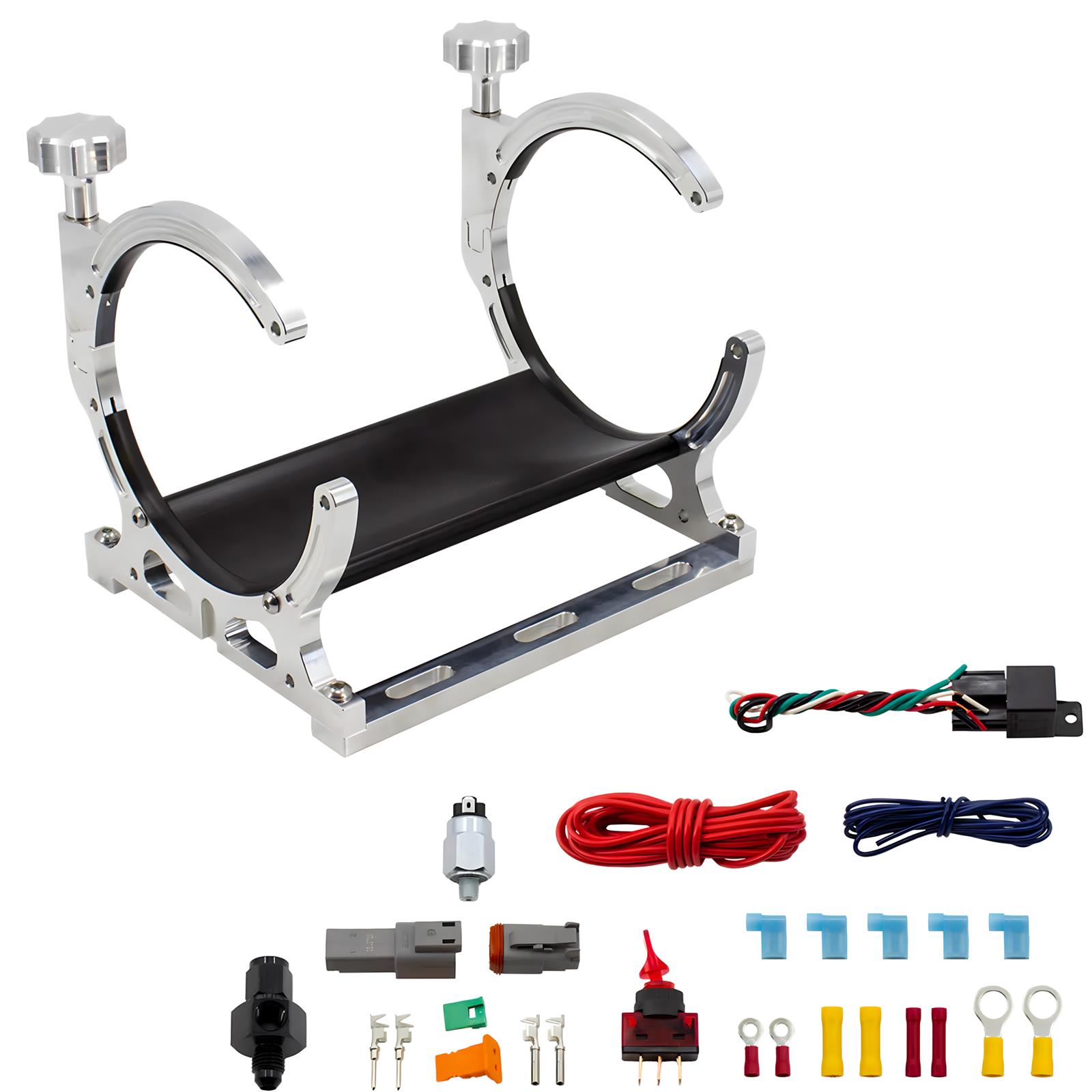 Nitrous Outlet Heated Bottle Brackets 00-32018-4 Single Billet Bracket & 4AN accessories (Vertical)