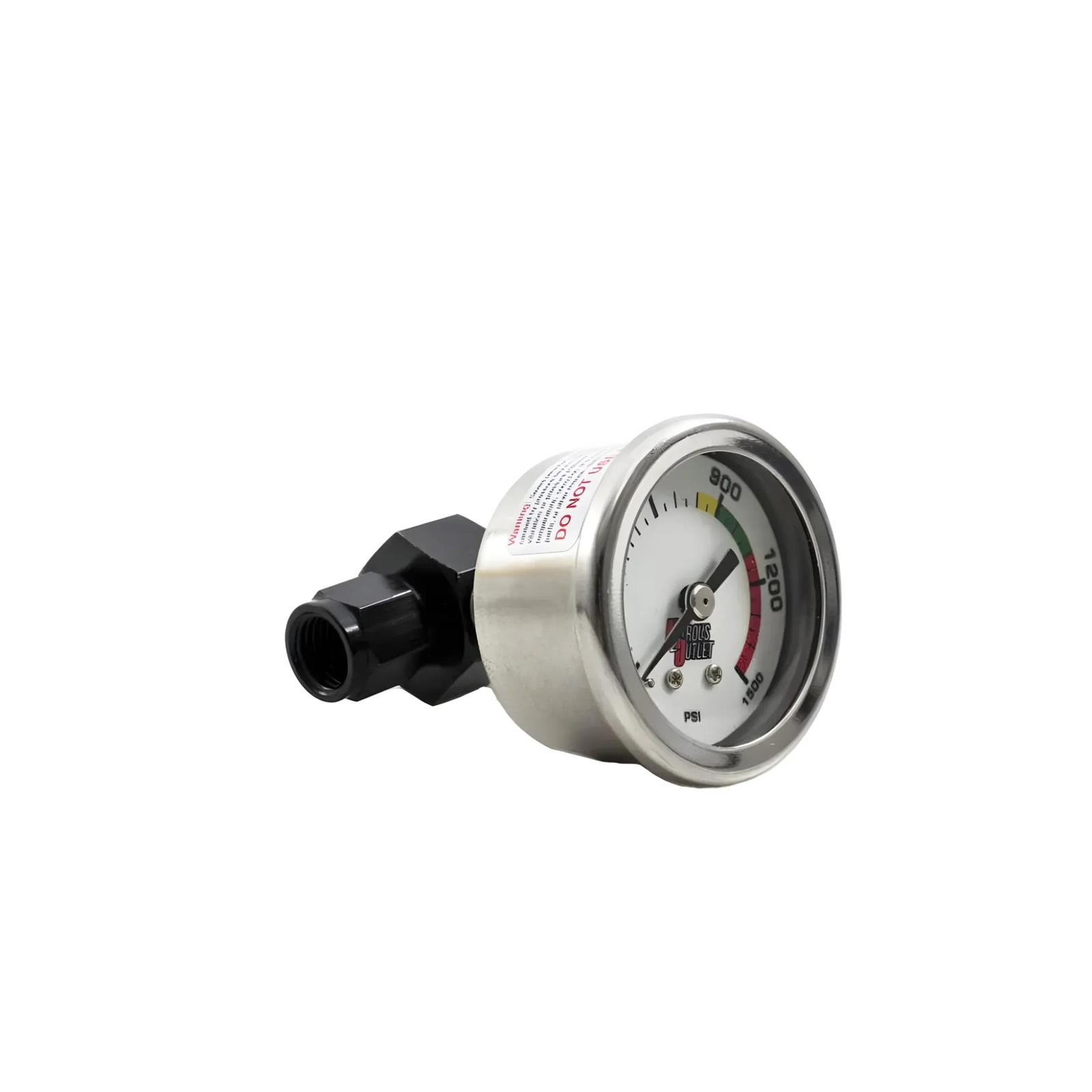 Nitrous Outlet Luminescent Pressure Gauges 00-63001-6 Gauge, Pressure, 0-1,500 psi, 1 3/4 in. Diameter, Analog, Full Sweep, Luminescent, Mechanical, -6 AN Manifold, White Face, Chrome Bezel, Each