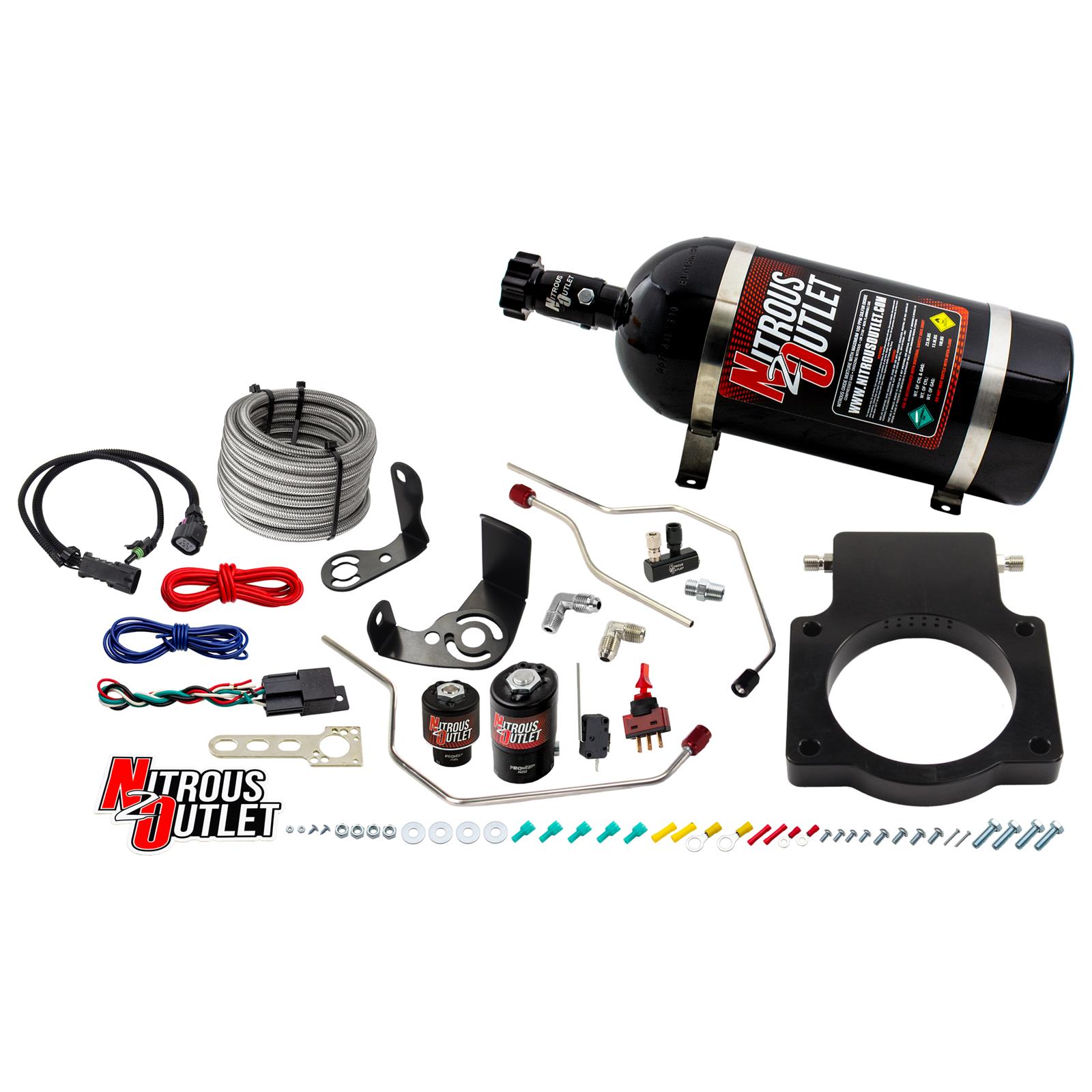 Nitrous Outlet Hardline Oxide Plate Systems 00-10119-90-10 Systems, Hardline, EFI Plate, Wet, 400 hp, 10 lb. Bottle, Black, WOT Switch, Chevy, 6.2L, 7.0L, Kit