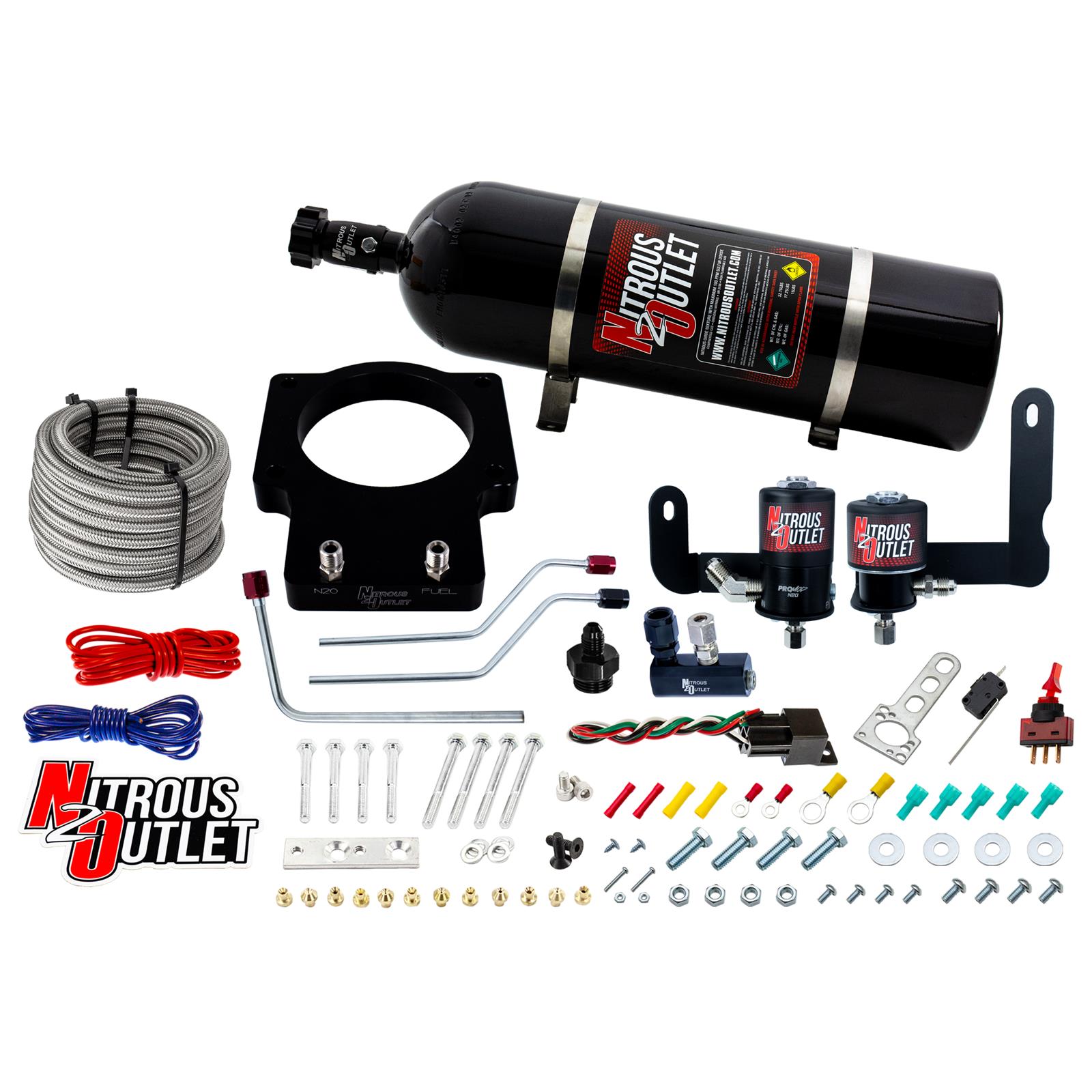 Nitrous Outlet Hardline Oxide Plate Systems 00-10123-LS2-15 90mm 05-07 C6 LS2 Corvette System (15lb Bottle)
