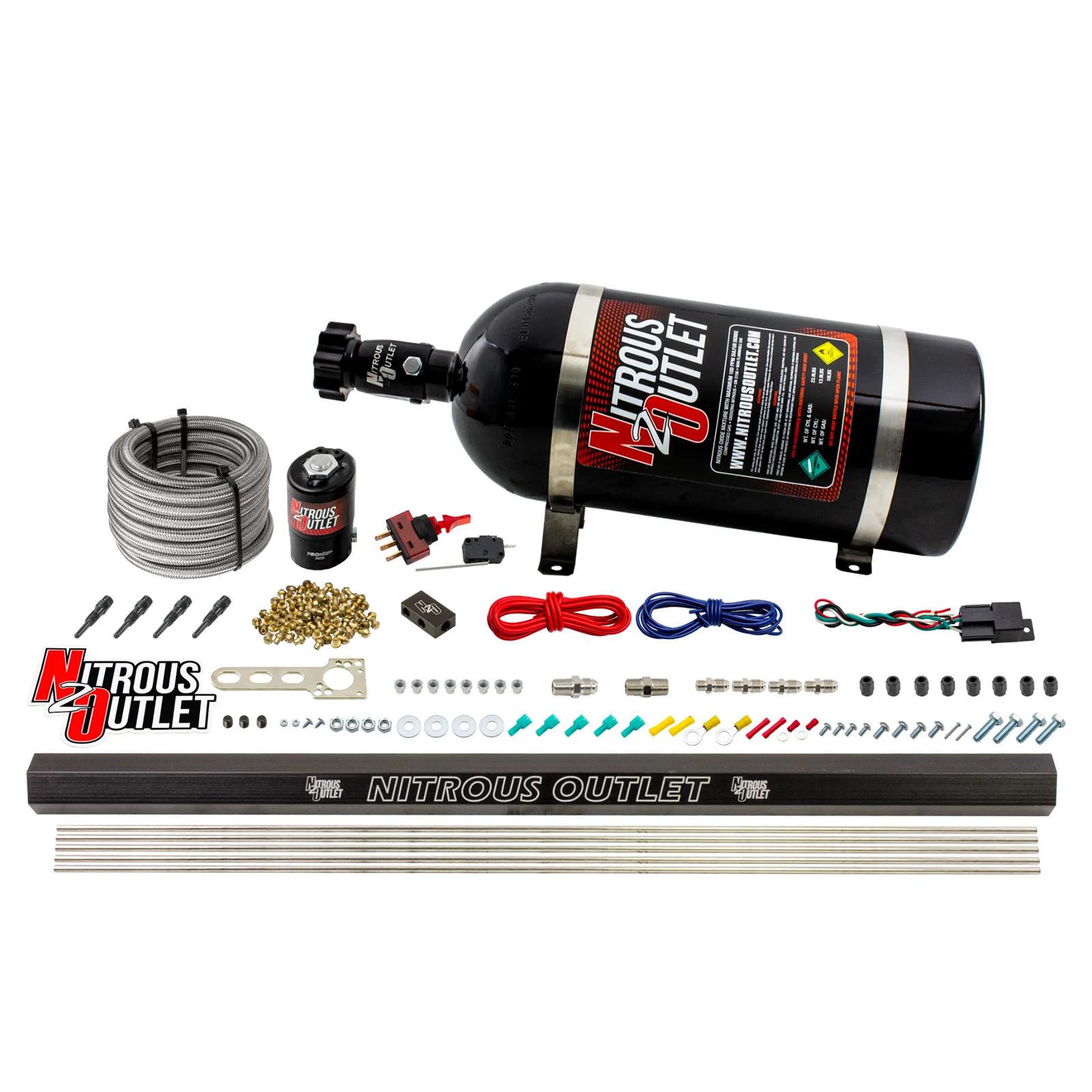 Nitrous Outlet Direct Port Systems 00-10361-SBT-10 Dry EFI 4 Cyl 1 Sol Sys w/ Single Rail (10Lb Bottle)(SBT Noz)