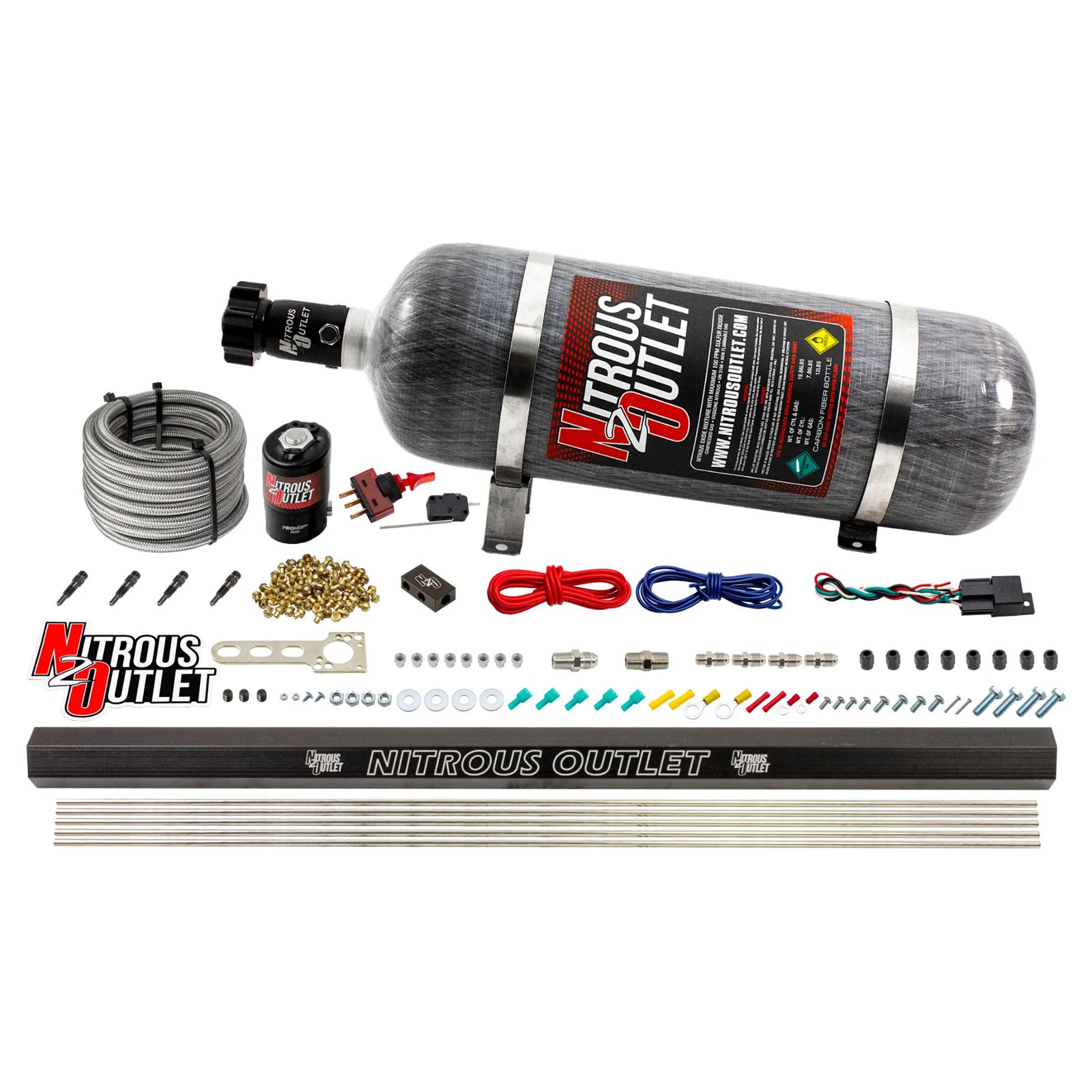 Nitrous Outlet Direct Port Systems 00-10361-SBT-12 Dry EFI 4 Cyl 1 Sol Sys w/ Single Rail (12Lb Bottle)(SBT Noz)