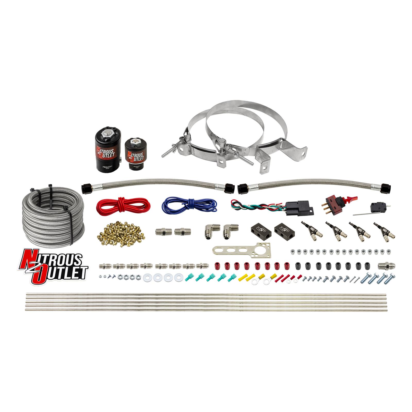 Nitrous Outlet Oxide Systems 00-10362-E85-00 4 Cyl 2 Sol Direct Port Sys w/ Dist Blocks E85 Low PSI(No Bottle) 90° Noz
