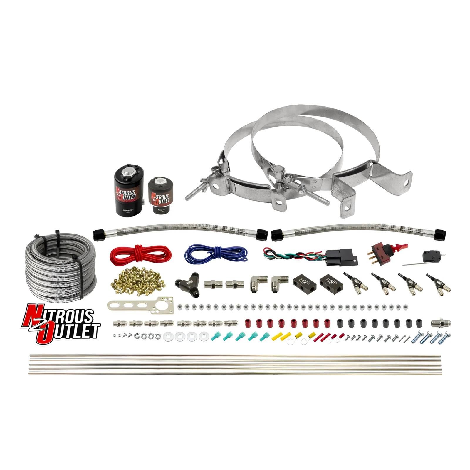 Nitrous Outlet Oxide Systems 00-10363-E85-00 4 Cyl 2 Sol Direct Port Sys w/Dist Blocks E85 Hi PSI(No Bottle)(90° Noz)