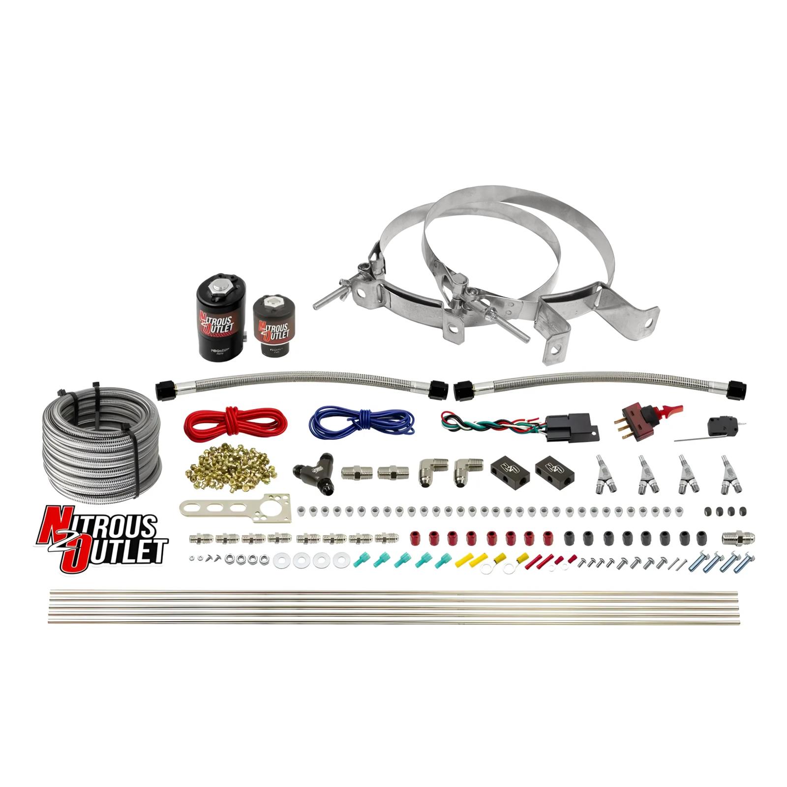 Nitrous Outlet Oxide Systems 00-10363-SBT-00 4 Cyl 2 Sol Direct Port Sys w/Dist Blocks Hi PSI(No Bottle)(SBT Noz)