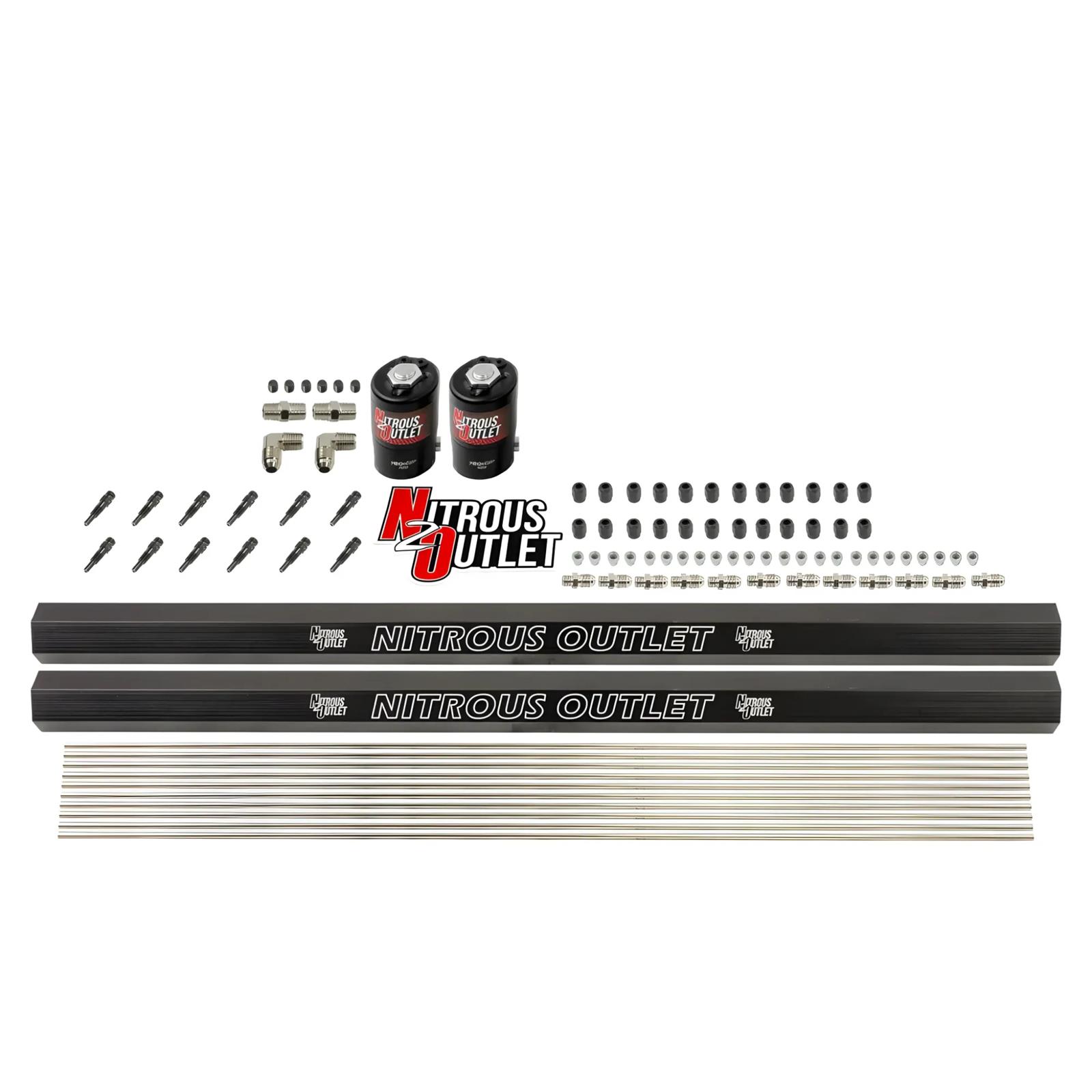 Nitrous Outlet Oxide System Conversion and Upgrade Kits 00-10384-SBT-DS Dry EFI DS 6 Cyl 2 Sol Forward Plumbers Kit Dual Rails SBT Discharge Noz.
