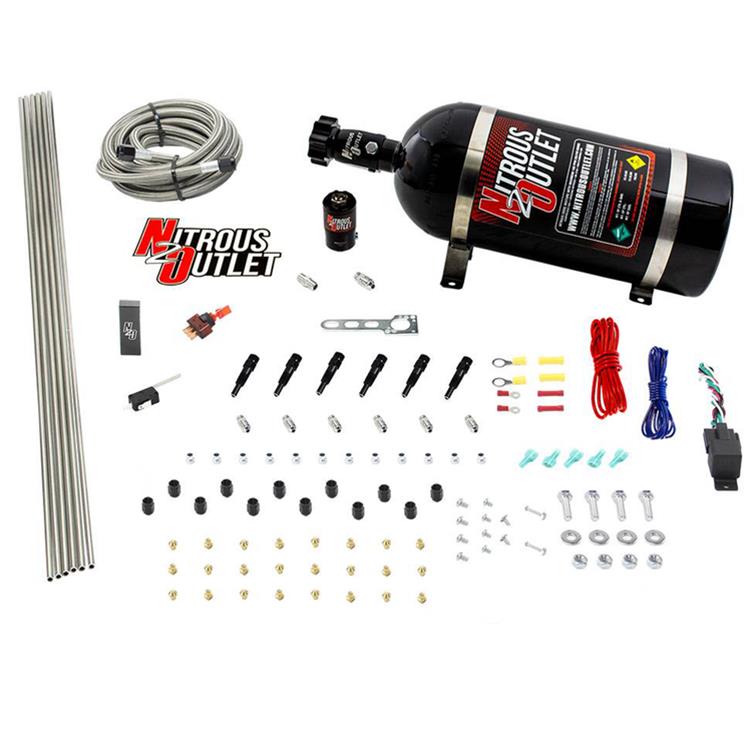 Nitrous Outlet Direct Port Systems 00-10396-SBT-15 Dry EFI 6 Cyl 1 Sol Sys w/ Dist Block (15Lb Bottle)(SBT Noz)