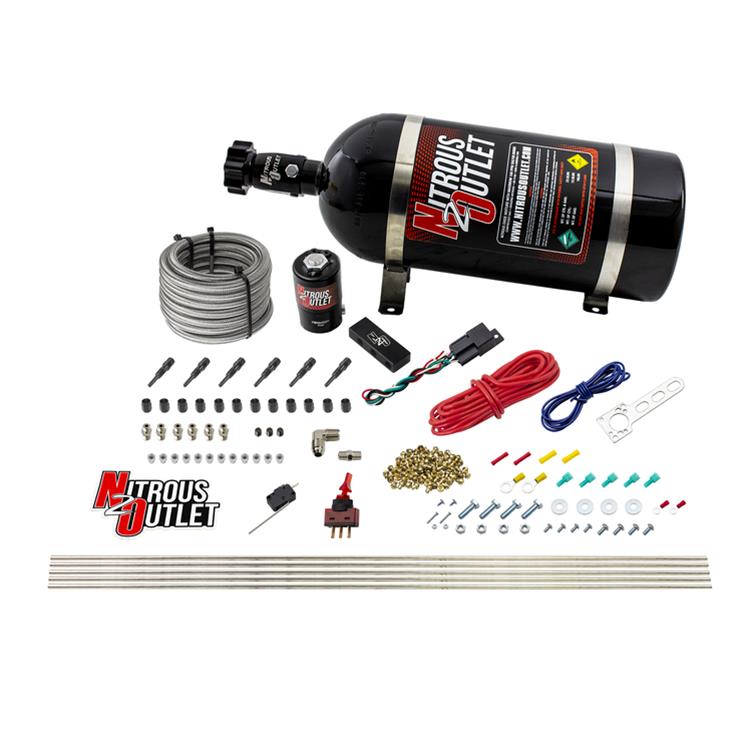 Nitrous Outlet Oxide Systems 00-10397-SBT-15 Dry EFI 6 Cyl 1 Sol Direct Port Sys w/ Single Rail (15Lb Bottle)(SBT Noz)