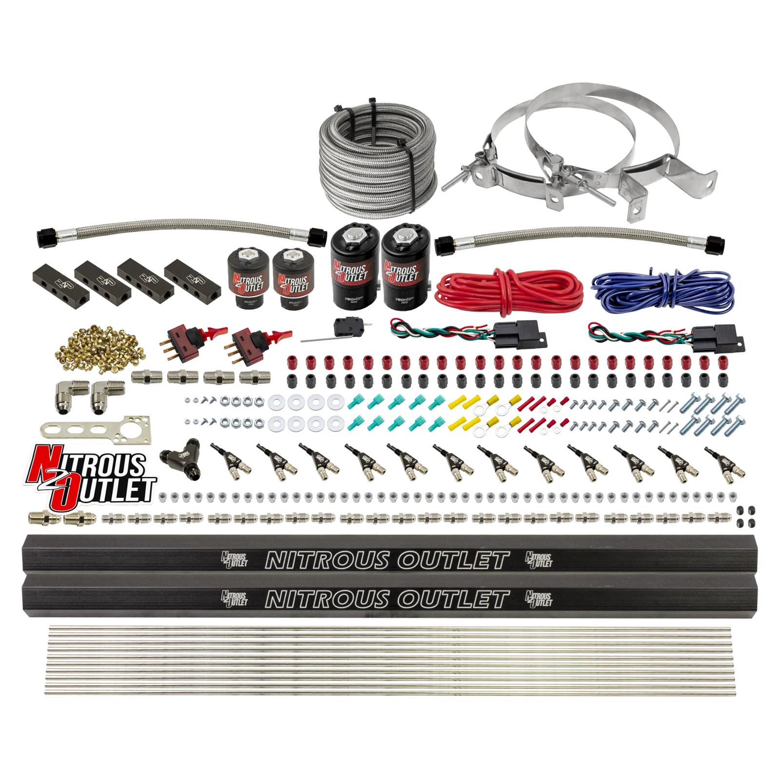 Nitrous Outlet Direct Port Systems 00-10398-DS-00 DS 6 Cyl 4Sol Sys w/Dist Blocks Low PSI(No Bottle)(90° Noz)