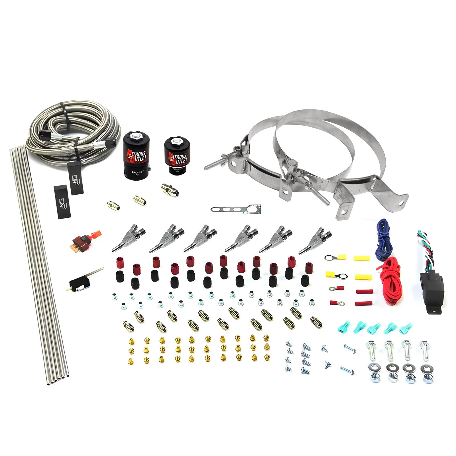 Nitrous Outlet Oxide Systems 00-10398-SBT-00 6 Cyl 2 Sol Direct Port Sys w/ Dist Blocks Low PSI(No Bottle)(SBT Noz)