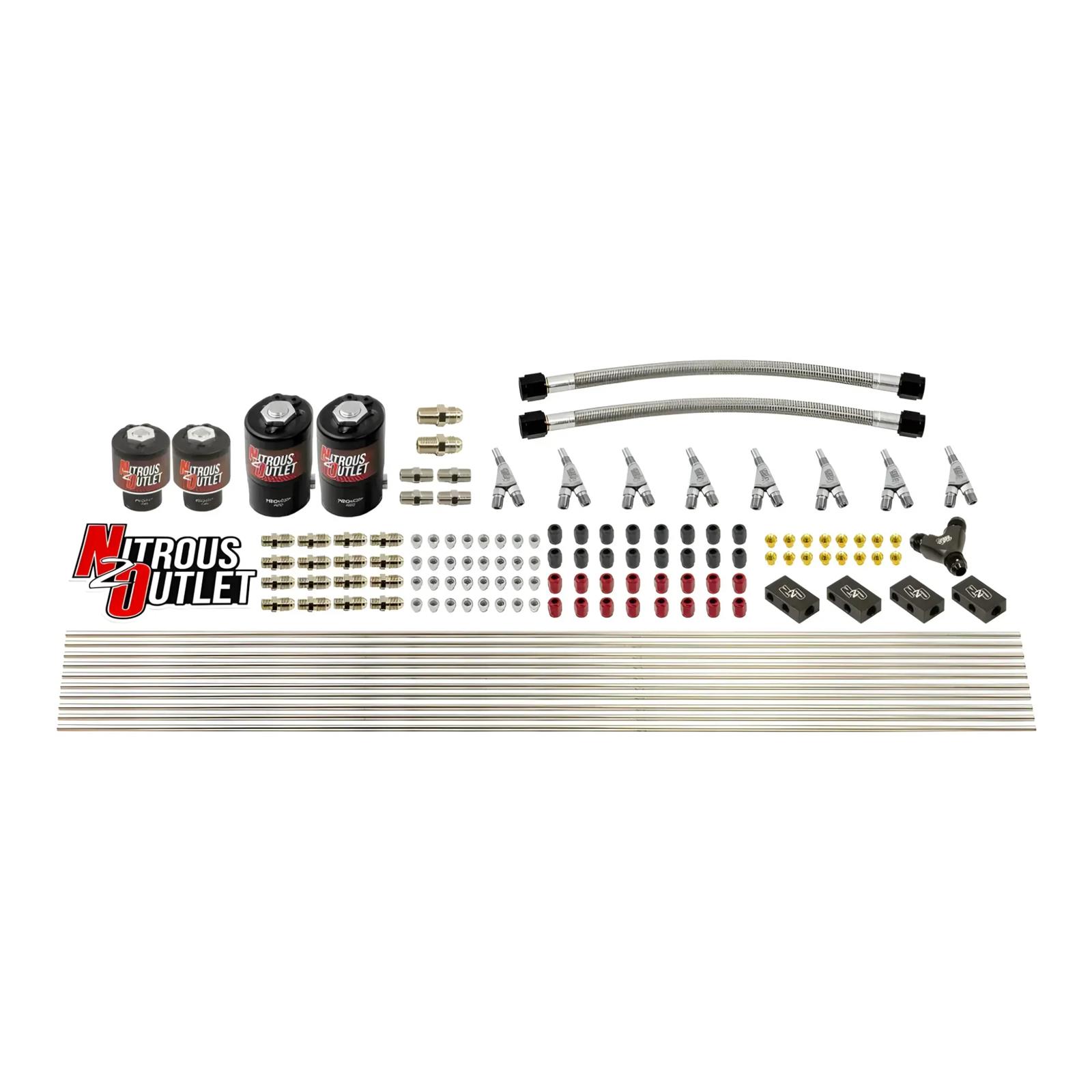 Nitrous Outlet Oxide System Conversion and Upgrade Kits 00-10459-L-SBT 8 Cyl 4 Sol Kit w/ Dist Blocks SBT Noz