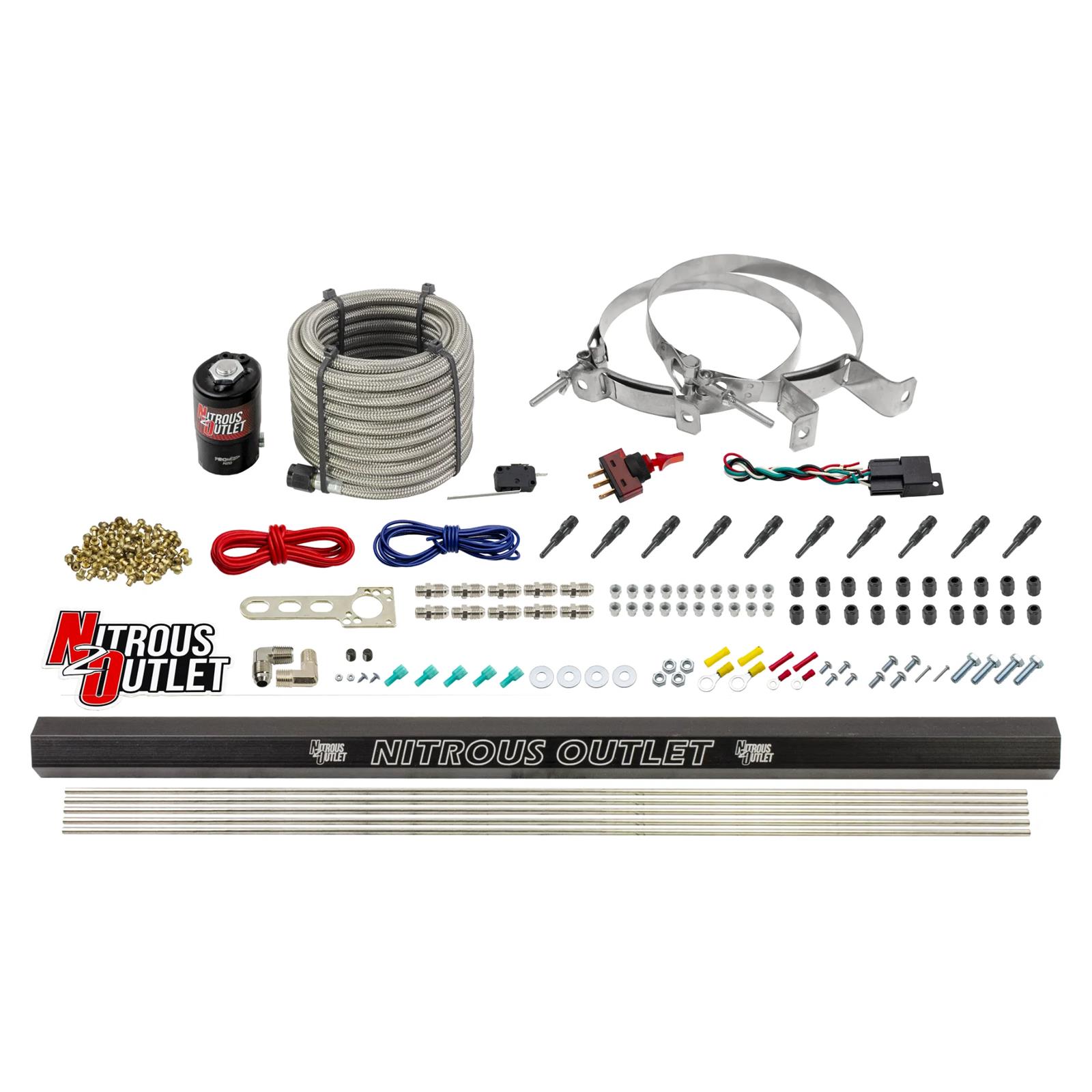 Nitrous Outlet Direct Port Systems 00-10493-R-00 10 Cyl 1 Sol Dry EFI Sys w/ Single Rail(No Bottle)(90° Noz)